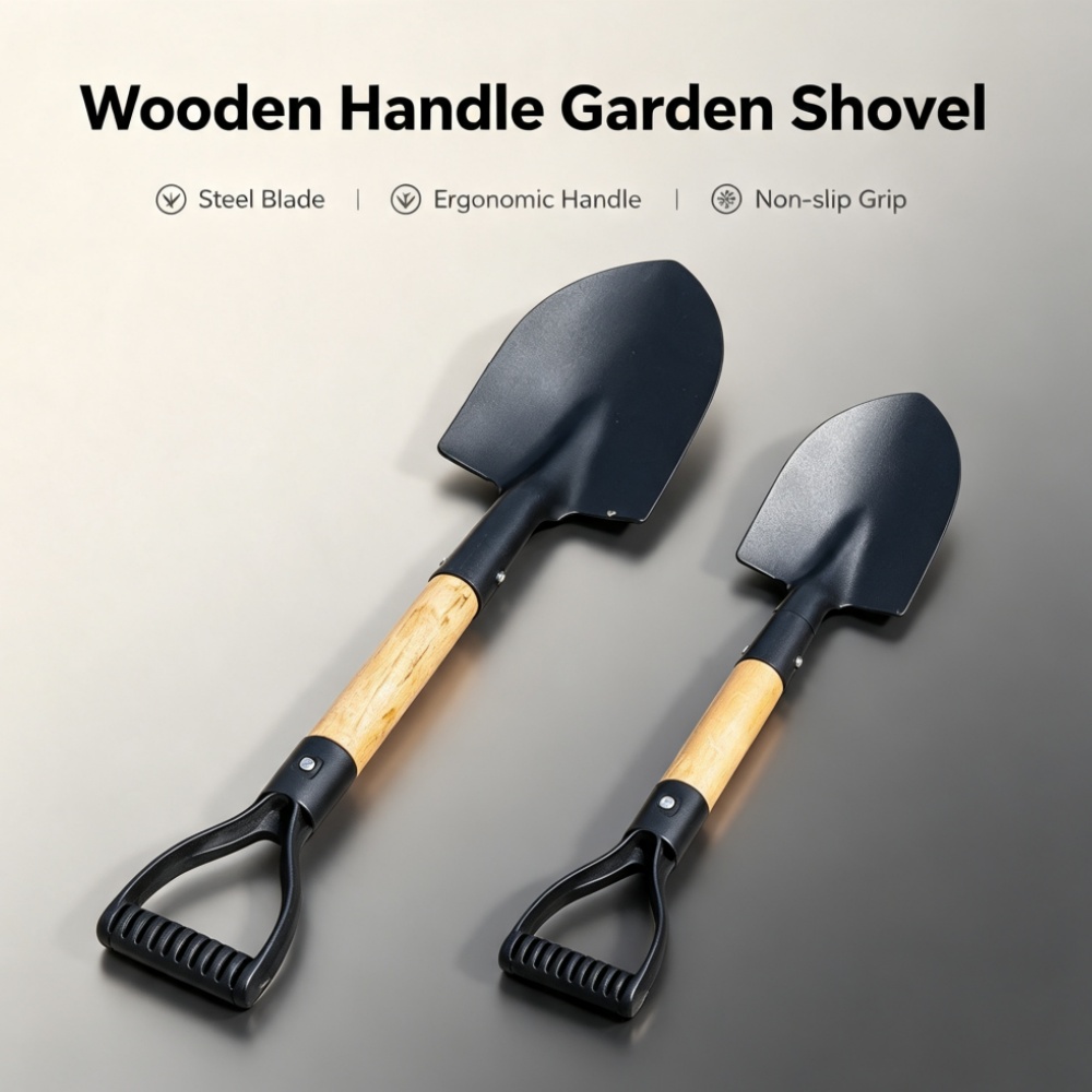 Gardening Tools Wooden - مجرفة فولاذية مقاومة للتآكل بمقبض خشبي