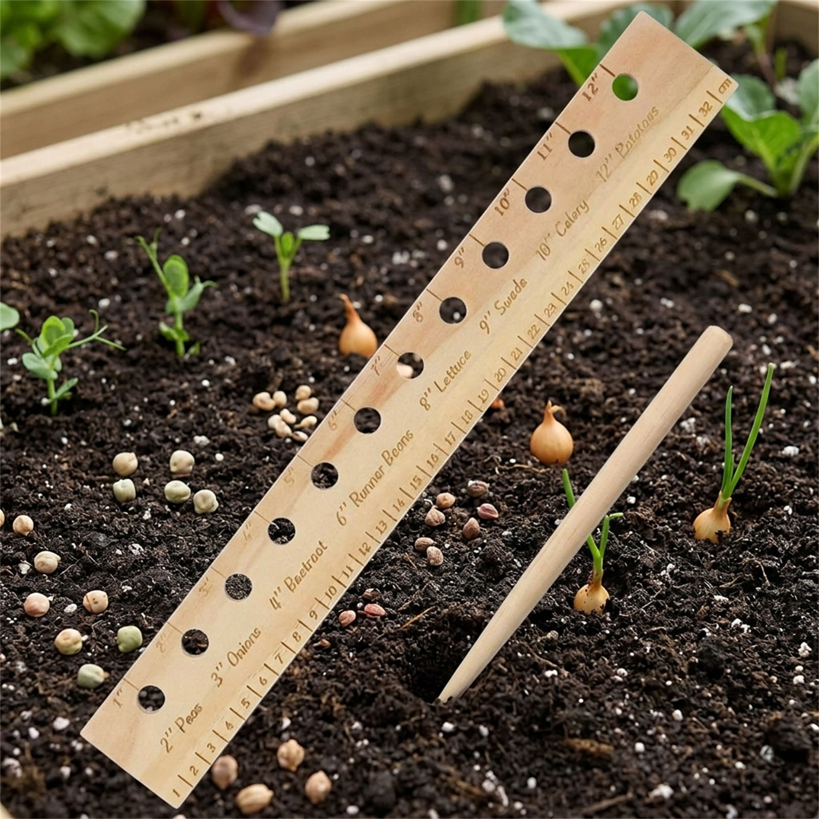 مسطرة زراعة من الخشب الصلب للم - مراجعة Gardening Tools For Beginners وسعره
