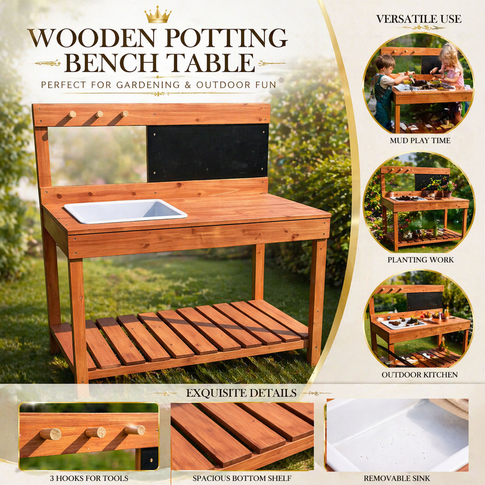 طاولات زراعة خشبية للأطفال للا - مراجعة Gardening Tools Wooden وسعره