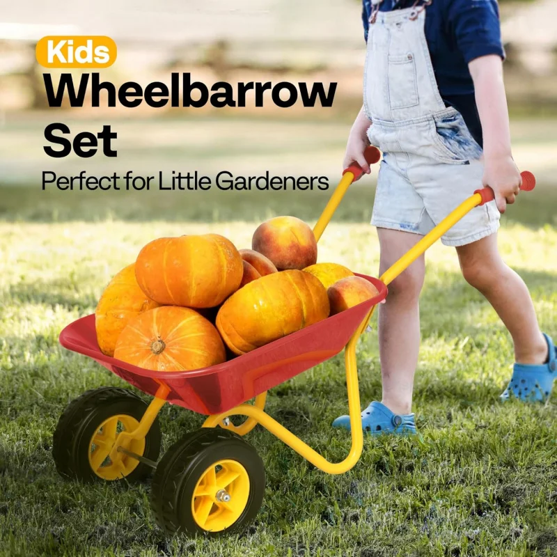 عربة يد للأطفال مع مجموعة أدوا - مراجعة Gardening Tools For Toddlers وسعره